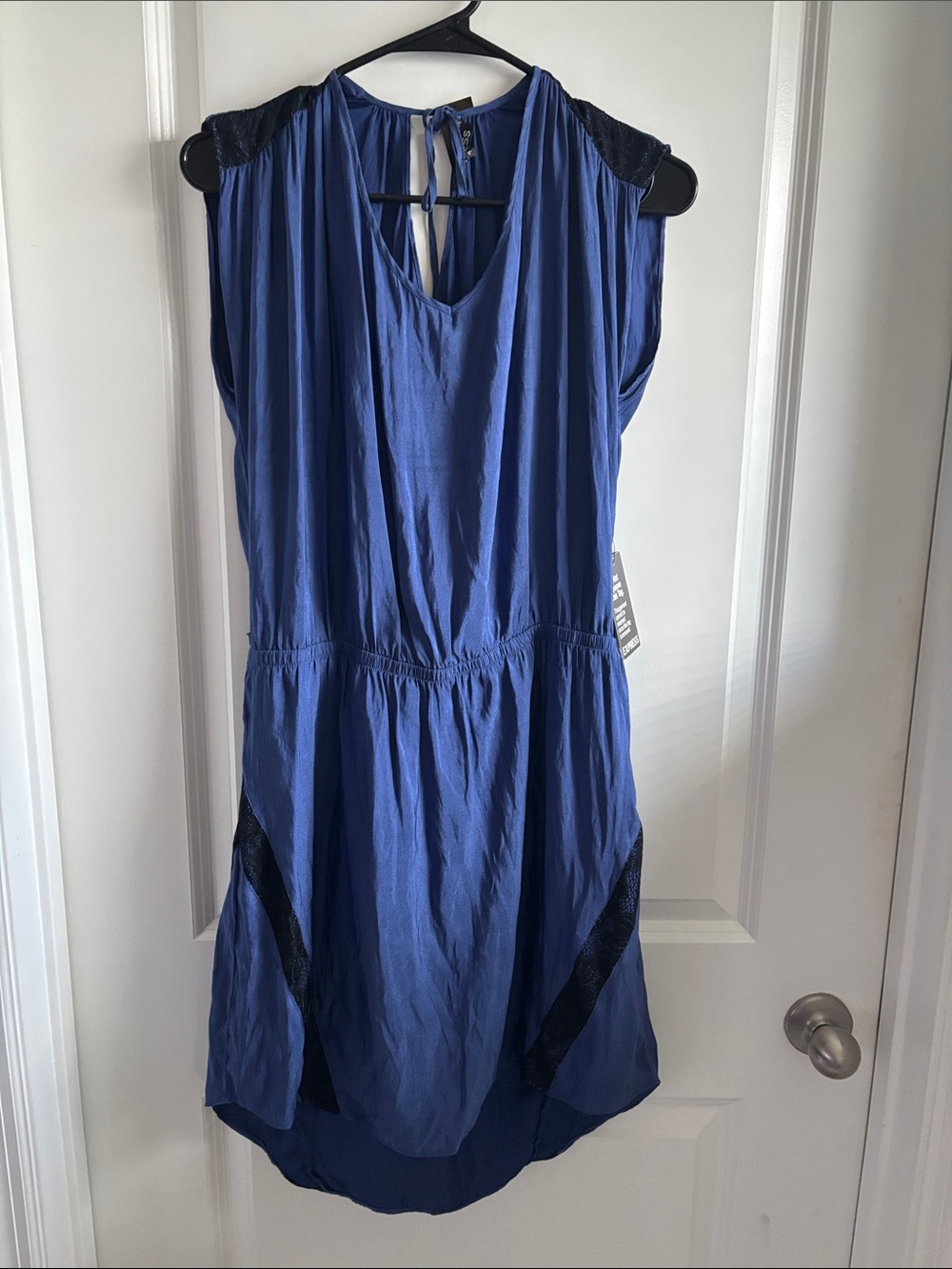 Express Blue High-Low V-Neck Sleeveless Dress